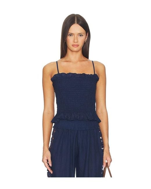 PQ Swim Blue Lexi Smocked Top