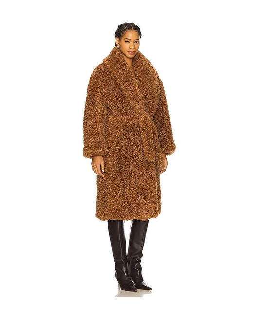 Atlein Brown Long Teddy Wrap Coat