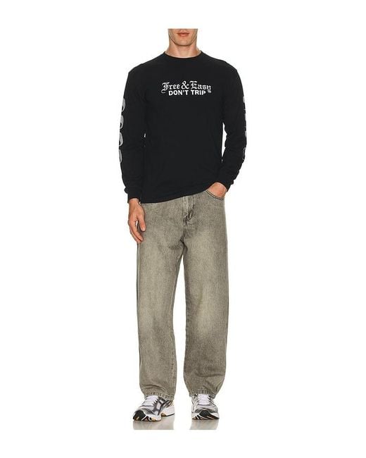 Free & Easy Black On Hood Long Sleeve Tee for men