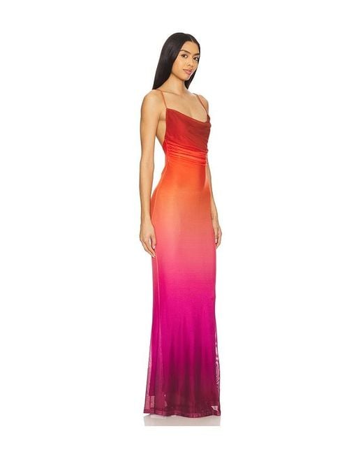 MINKPINK Red Cosima Ombre Mesh Maxi Dress