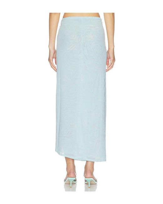 AFRM Blue Lorli Burnout Velvet Skirt