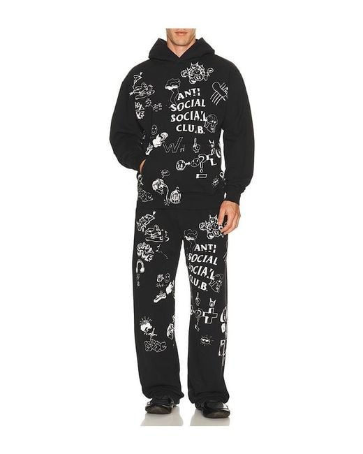 ANTI SOCIAL SOCIAL CLUB Black Illustrated Hoodie for men