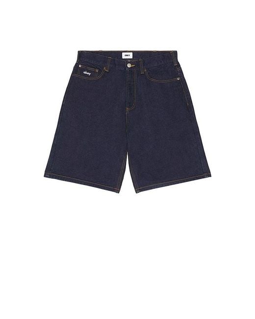 Obey Blue Bigwig Baggy Denim Shorts for men