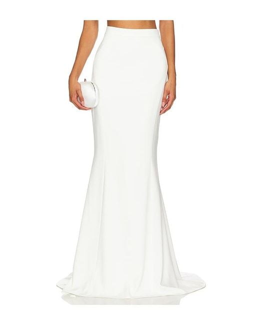 Nadine Merabi White Crepe Maxi Lined Skirt