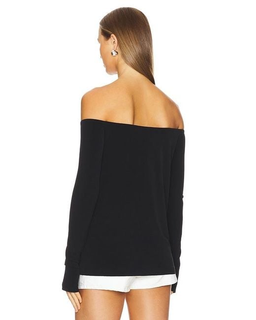 Norma Kamali Black Long Sleeve Off Shoulder Top