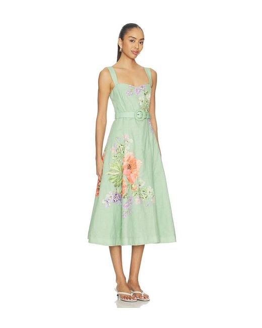 Hemant & Nandita Green Midi Dress With Buckle Belt