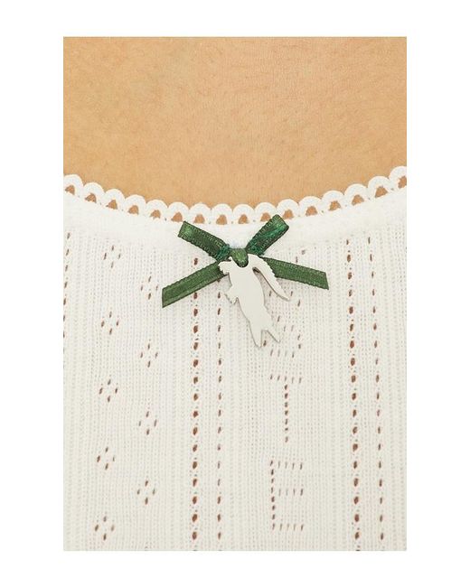 Lacoste White Pointelle Tank