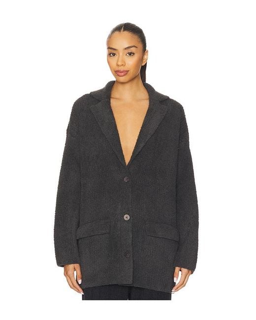 Barefoot Dreams Black Cozychic Rib Oversized Notch Collar Blazer