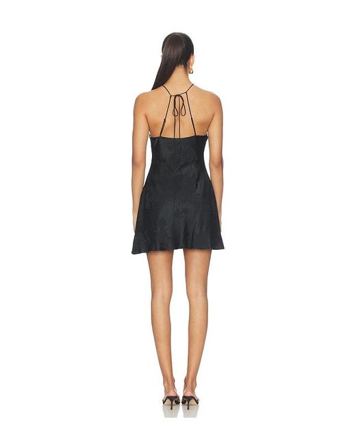 For Love & Lemons Black Adrift Satin Halter Mini Dress