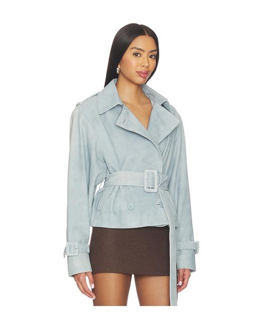 Lamarque Blue Dhana Cropped Trench Coat