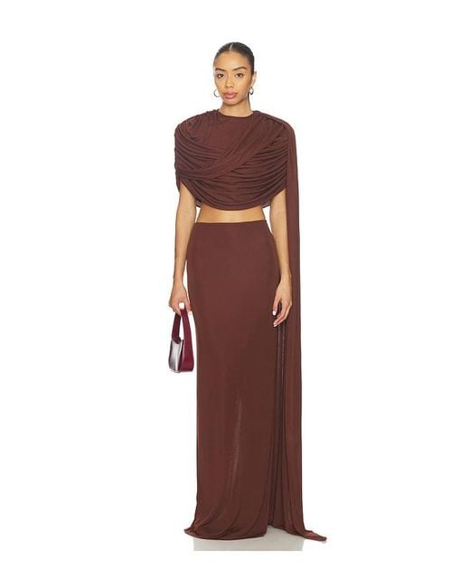 The New Arrivals Ilkyaz Ozel Red Khara Long Trained Jersey Top