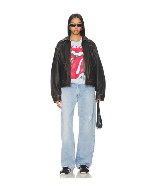 Daydreamer Red Rolling Stones Big Tongue 89 Oversized Crew Sweatshirt