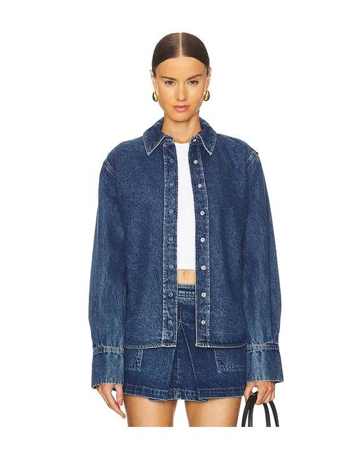 GRLFRND Mae Oversized ボタンダウン Blue