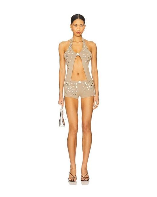 Jaded London Orange Button Knit Halter Top