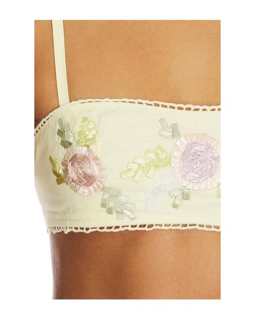 For Love & Lemons Yellow Ribbon Flowers Top
