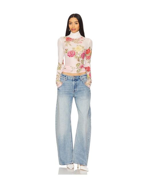 AFRM Blue Zadie Mesh Top