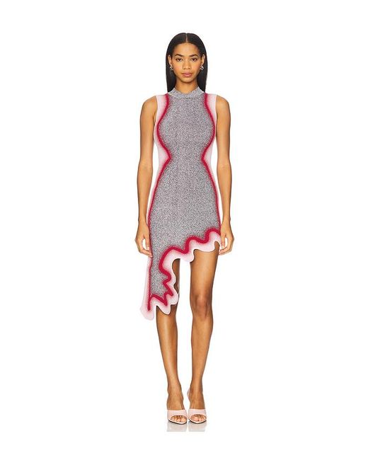Ph5 Red Hailey Reflective Wavy Dress