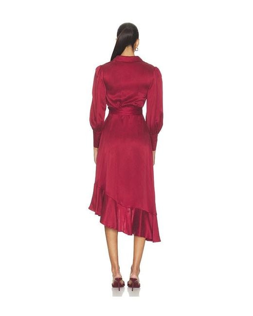 Zimmermann Red Petite Silk Wrap Midi Dress