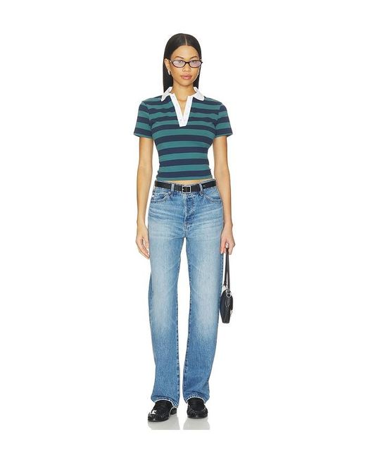 GOOD AMERICAN Blue The Easy Polo Top