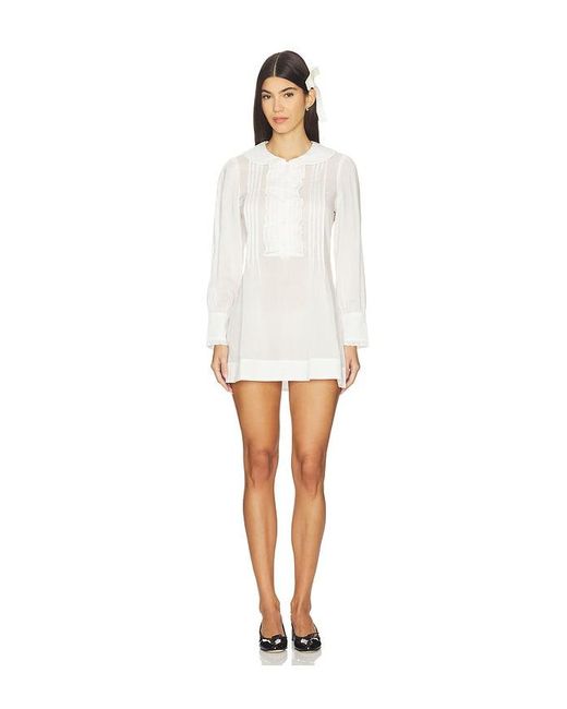 My Mum Made It White Ruffle Placket Mini Dress