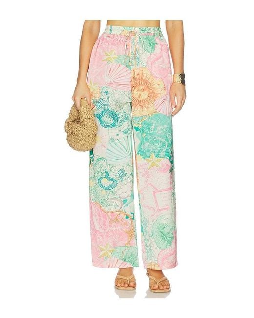 Kulani Kinis Green Draw String Resort Wide Leg Pant