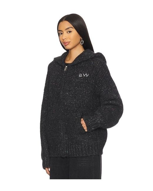 Alexander Wang Black Oversized Zip Up Hoodie