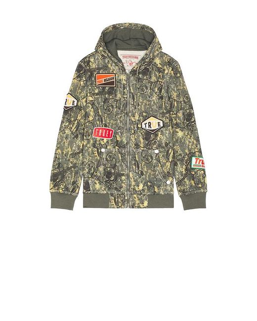 True Religion Green Patch Buddha Camo Big-T Zip Hoodie for men