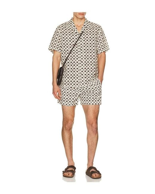 AUTO-REPLY Multicolor Alex Printed Short Sleeve Linen Shirt for men