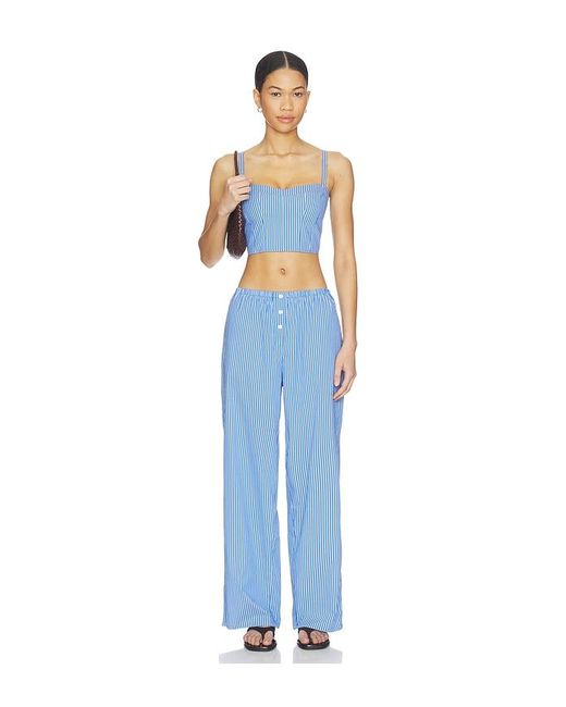 GOOD AMERICAN Blue Poplin Pull On Pants