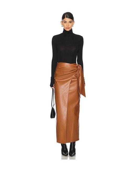 ALL THE WAYS Brown Kassidy Faux Leather Skirt