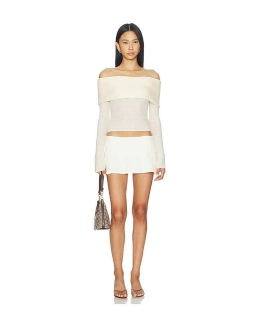 GUIZIO White Off Shoulder Knit Top