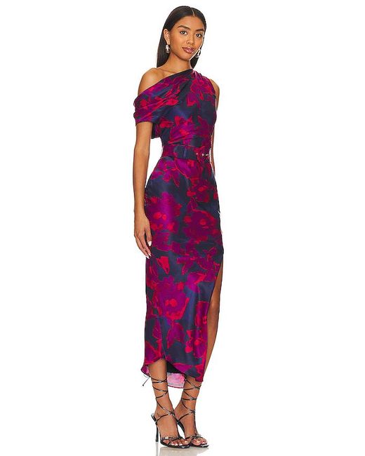 Nicholas Purple Calantha Off Shoulder Midi Dress