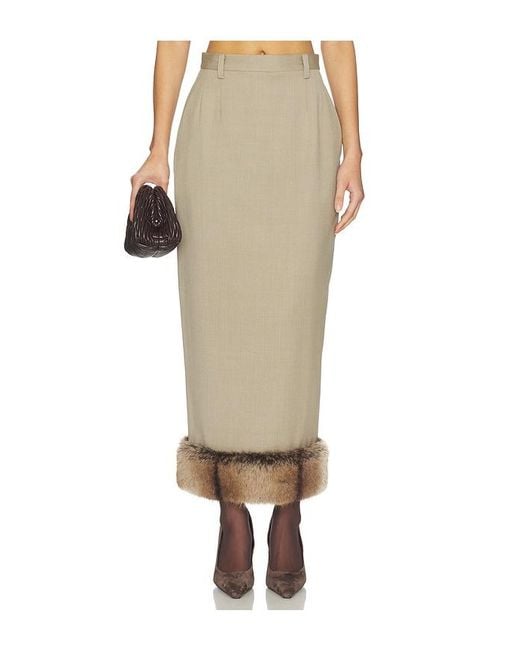 Mimchik Natural Faux Fur Trimmed Rosie Skirt