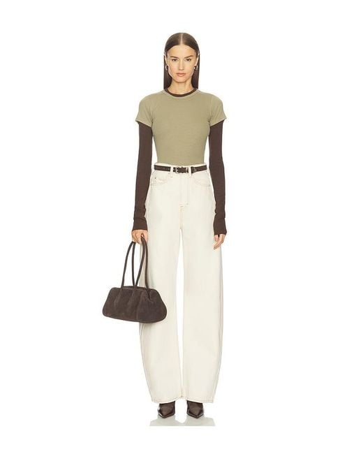 GRLFRND Brown Crew Neck Extra Long Sleeve Tee