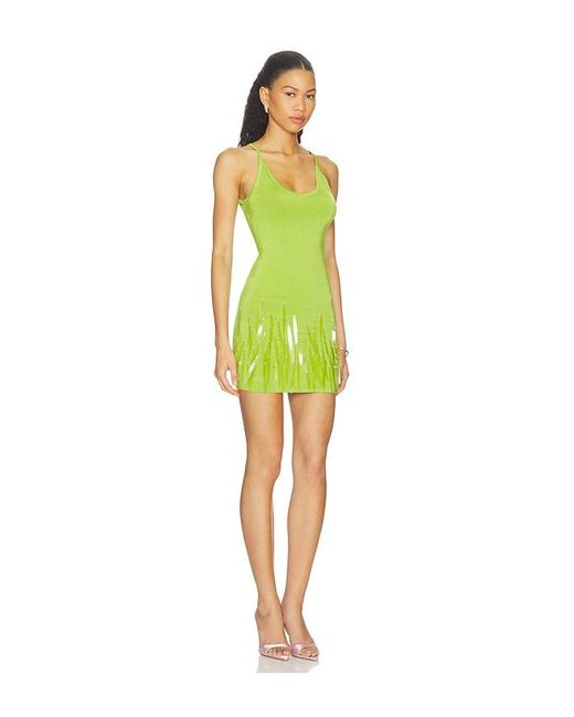 David Koma Green Sequin Embroidered Mini Knit Dress