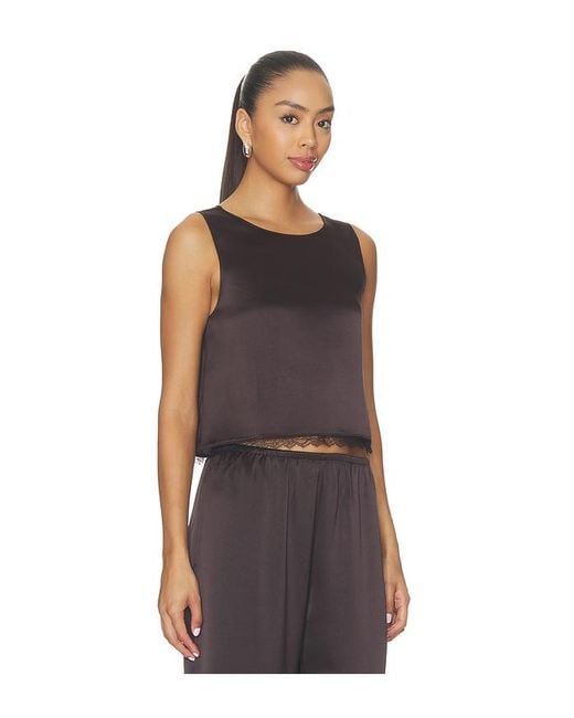 Leset Brown Barb Lace Crop Sleeveless Crew