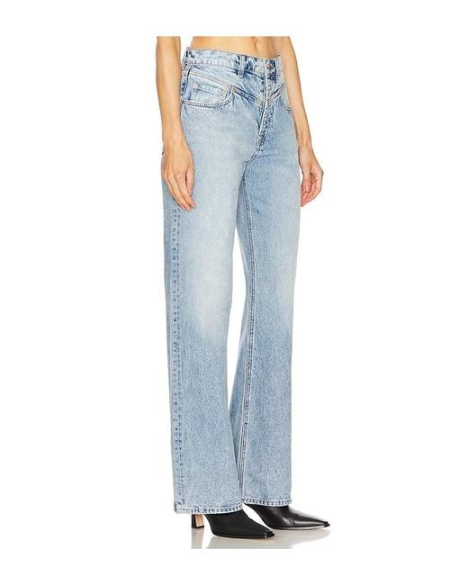 GRLFRND Blue Katya Seamed Loose Wide Leg Jeans