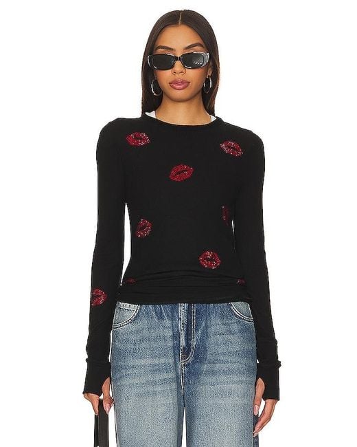 Lauren Moshi Black Mckinley Thermal Tee