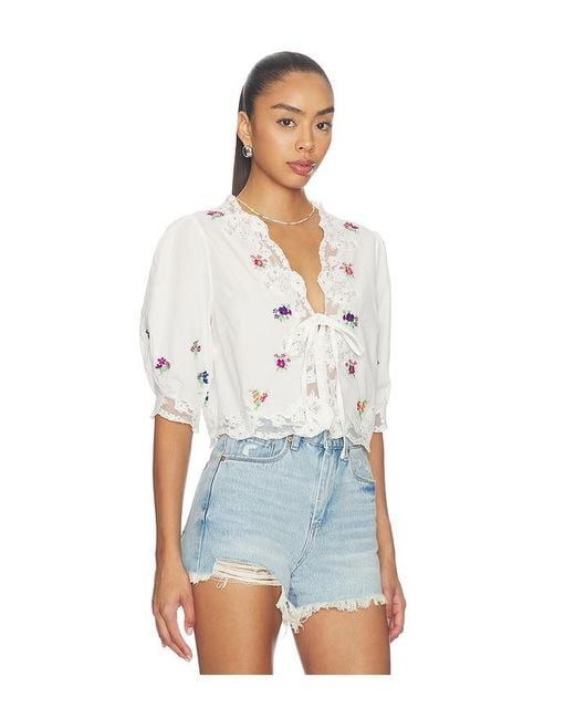Rixo White Ursula Top