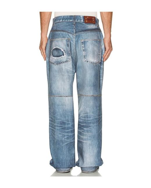 ANDERSSON BELL Blue Custom-Like Printed Denim Pants for men