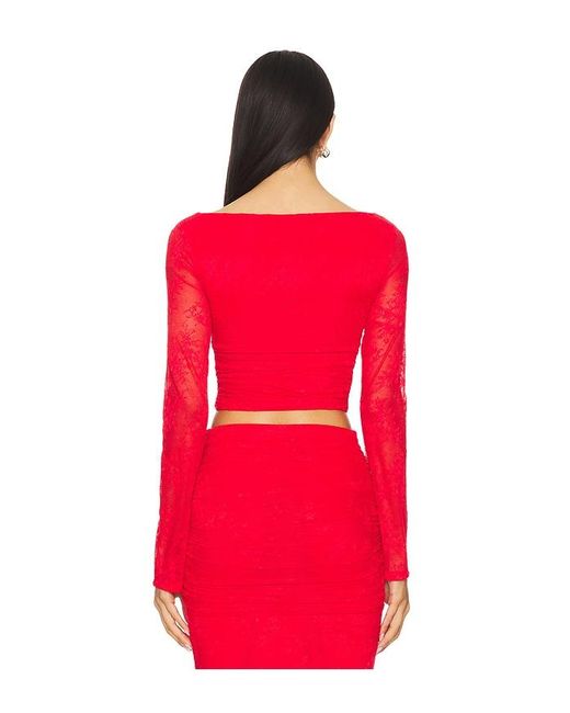 AFRM Red Noam Lace Top