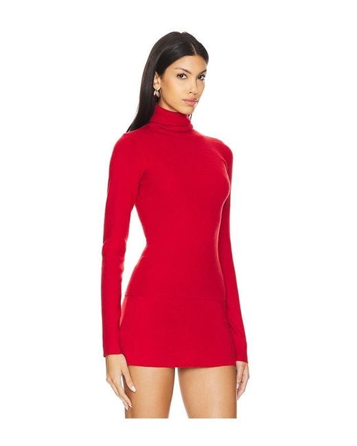 Frankie's Bikinis Red Tucker Cloud Knit Turtleneck Sweater