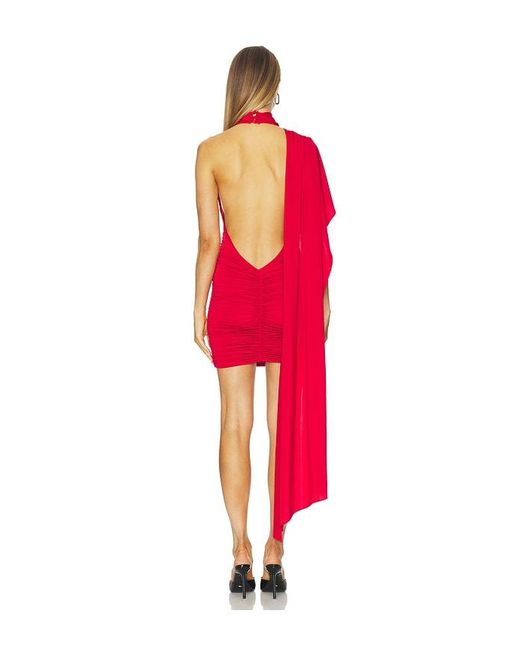 ANDAMANE Red Waverly Mini Cape-Effect Mini Dress