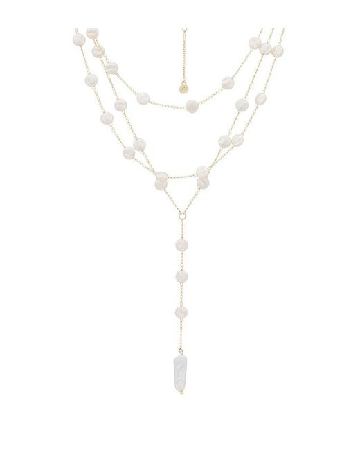 Ettika White Coin Layered Lariat Necklace