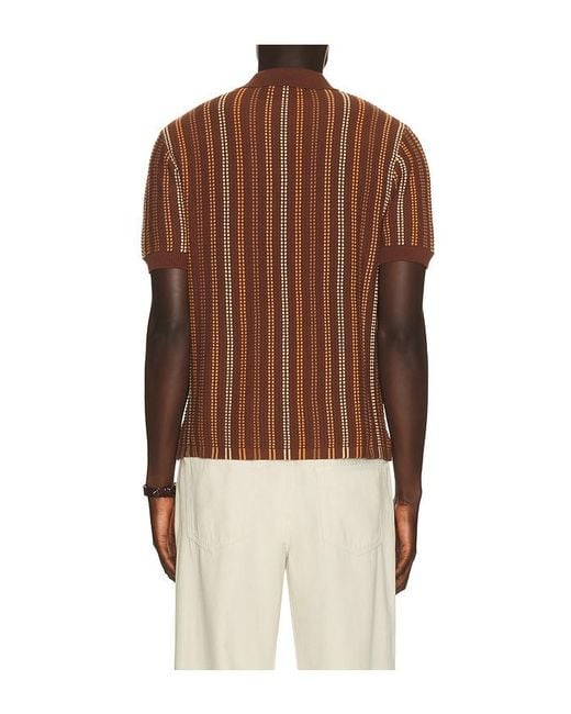 House Of Sunny Brown Stripe Knitted Polo for men