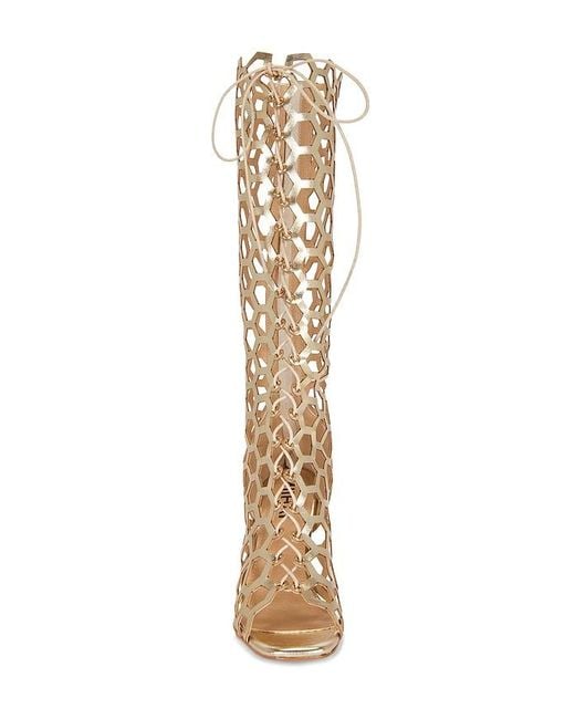 Nii HAI White Honeycomb Lace Up Heel