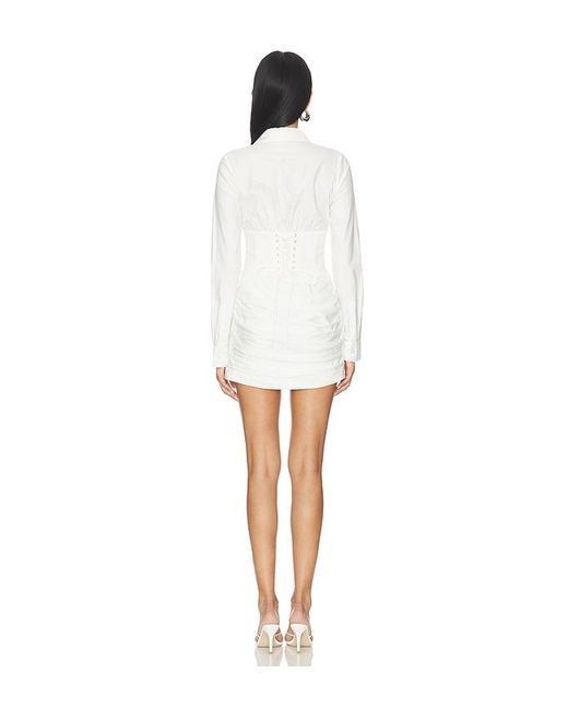 GUIZIO White Corset Shirt Dress