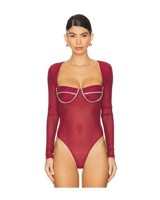 Bardot Red Carter Diamante Bodysuit