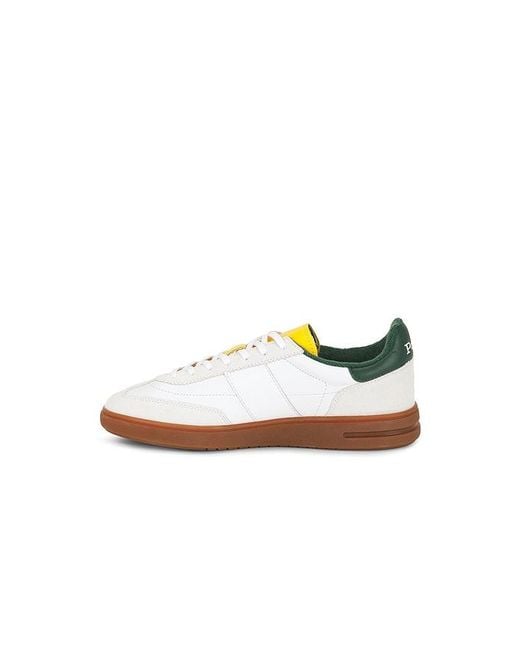 Polo Ralph Lauren White Bedford Leather And Suede Low Top Sneaker for men