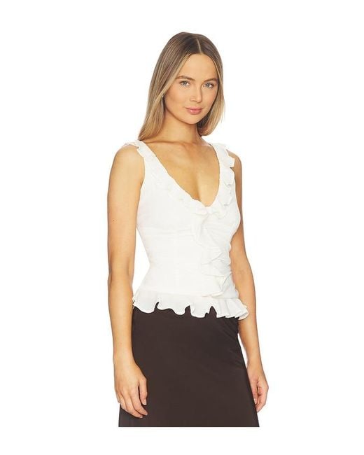 Runaway the Label White Alexina Sleeveless Ruffle Top